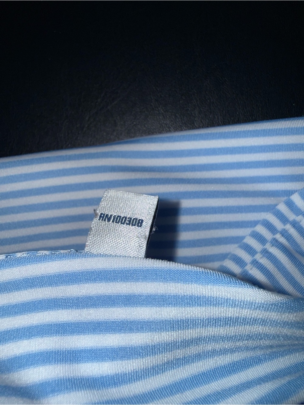 Peter Millar Golf Polo Shirt Men's LG Blue White Stripe Summer Comfort Logo - Picture 6 of 8